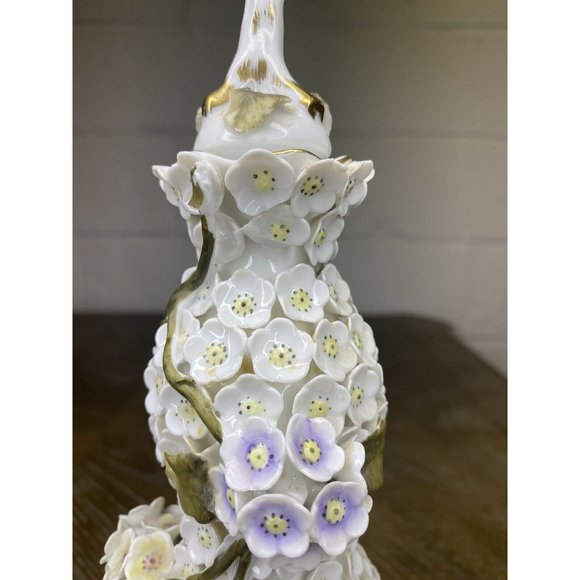 Antique Meissen Style Snowball Schneeballen Flower Perfume Bottle Vanity Cologne - Picture 2 of 12